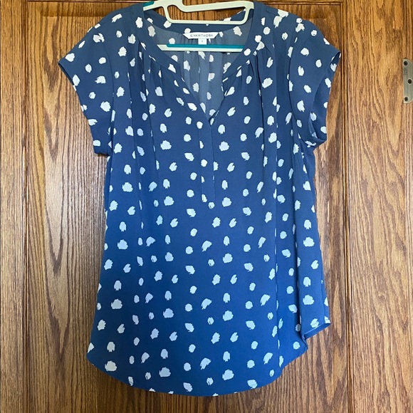 41 Hawthorn Navy and White Patterned Blouse size L - Picture 1 of 7